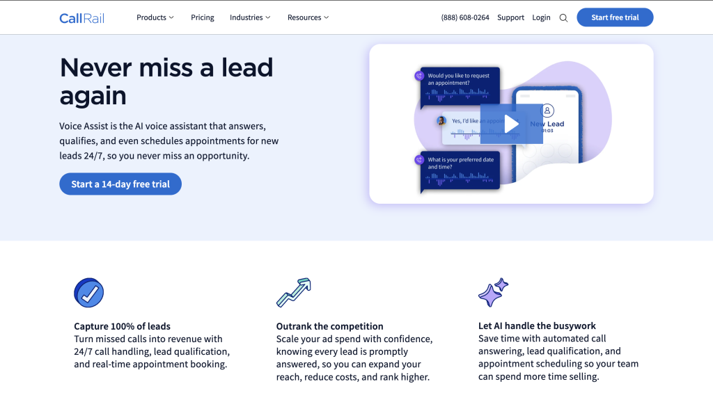 Voice Assist product page - CallRail